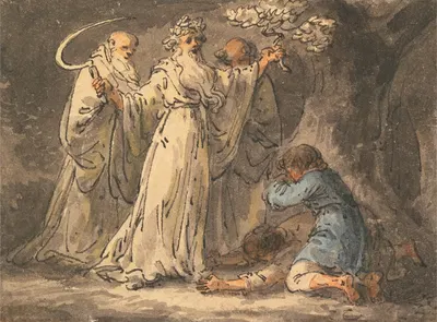 Cutting Mistletoe from it by the Druids by Julius Caesar Ibbetson — digital art print download