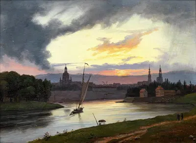 Dresden at Sunset by Knud Baade, 1838 — digital art print download