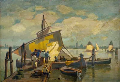 Arrival of the fishing boat by Ludwig Dill — digital art print download