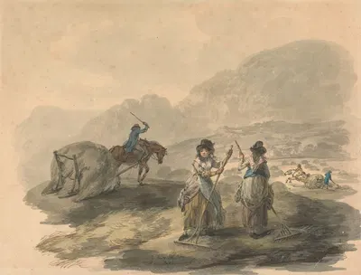 Haymaking by Julius Caesar Ibbetson, 1792 — digital art print download