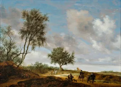 Пейзаж с охотниками by Саломон ван Руйсдал, 1648 — digital art print download