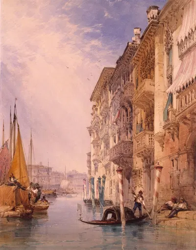 A Gondola on the Grand Canal, Venice by William Callow, 1866 — digital art print download