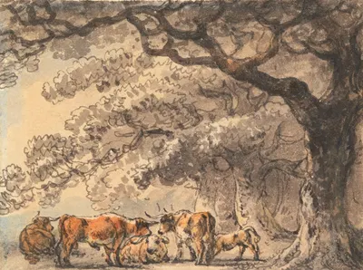 Shelter for Cattle by Julius Caesar Ibbetson — digital art print download