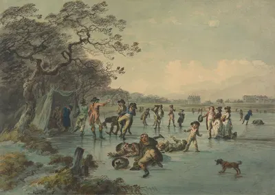 Skating in Hyde Park by Julius Caesar Ibbetson — digital art print download