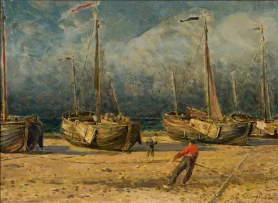 Рыболовные лодки у моря by Александр Гиерминьский, 1884 — digital art print download