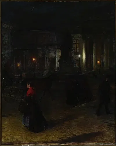 Площадь Макса-Йозефа в Мюнхене ночью by Александр Гиерминьский, 1890 — digital art print download