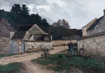 Rue de village à Marlotte (Village Street in Marlotte) by Alfred Sisley, 1866 — digital art print download