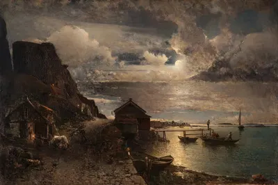Лунный свет, Фьельдбака by Альфред Вальберг, 1881 — digital art print download