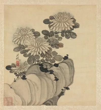 Chrysanthemum and Rock by Чэнь Хуншоу, 1598-1652 — digital art print download