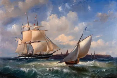 Морской пейзаж, маяк Винга by Арнольд Плагеманн, 1856 — digital art print download