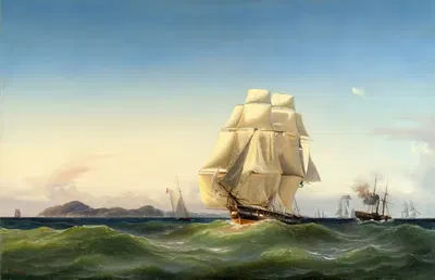 Морской пейзаж by Арнольд Плагеманн, 1851 — digital art print download