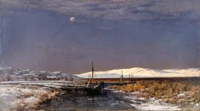 November Evening at Hisingsvassen, Gothenburg by Berndt Lindholm, 1876 — digital art print download