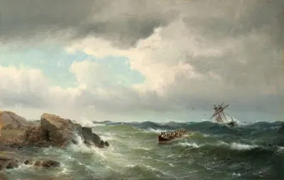 Seascape by Carl Bille, 1870 — digital art print download