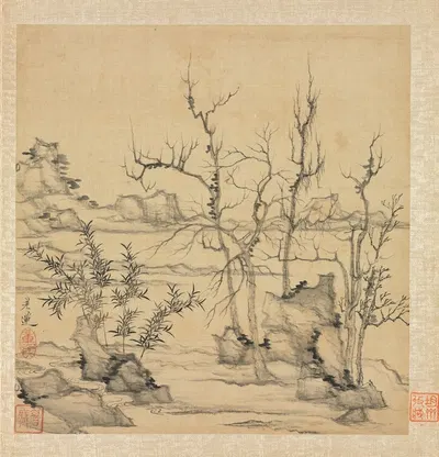 Пейзаж в стиле Ни Цзана by Чэнь Хуншоу, 1598-1652 — digital art print download