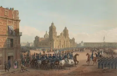 Вход генерала Скотта в Мексику, Плита 45 by Карл Небель, 1851 — digital art print download