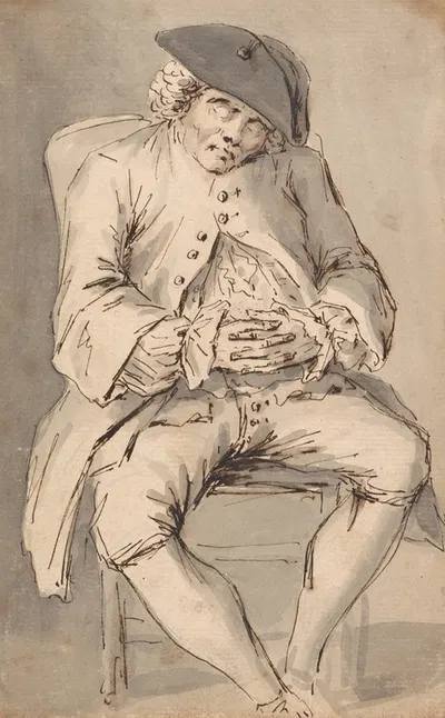 A Man Asleep with Hands Crossed in a Chair by Louis Philippe Boitard — digital art print download