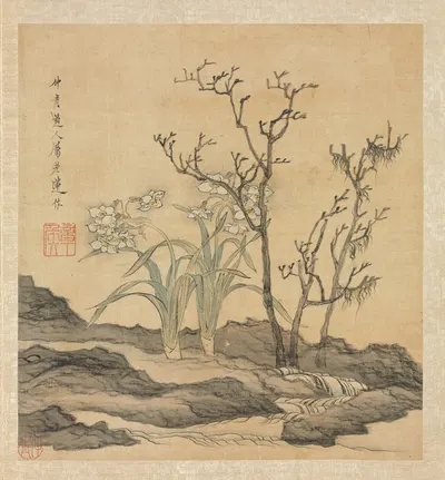 Narcissus and Bare Trees by Chen Hongshou, 1598-1652 — digital art print download