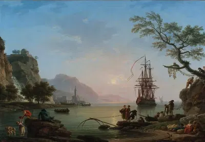 Рыбацкий порт на рассвете (Утро) by Клод-Жозеф Верне, 1774 — digital art print download