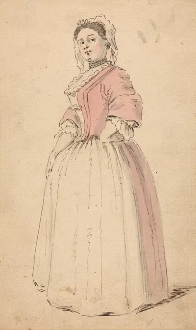 A Young Woman in a Pink Dress by Louis Philippe Boitard — digital art print download