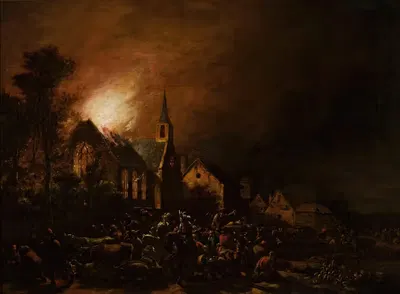Церковь в огне by Эгберт ван дер Поэль, 1658 — digital art print download