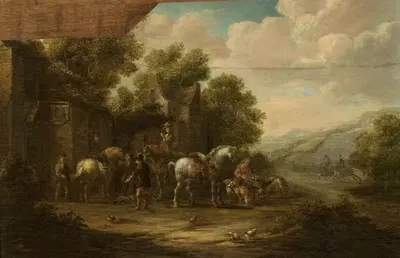 Пейзаж с всадниками by Эйзе Аетес Руйтенбах, 1688 — digital art print download
