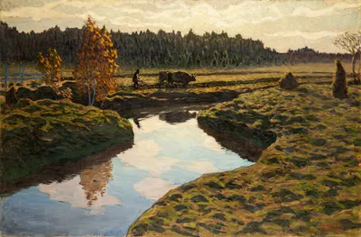 Осеннее вспахивание в болотах by Эстер Альмквист, 1911 — digital art print download