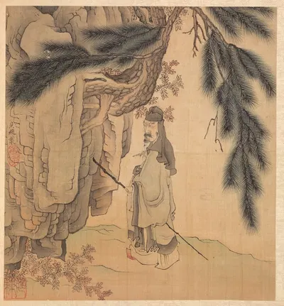 Ученый с посохом и кистью by Чэнь Хуншоу, 1598-1652 — digital art print download
