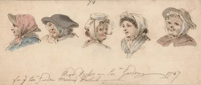 Head Dresses in Covent Garden by Louis Philippe Boitard, 1747 — digital art print download