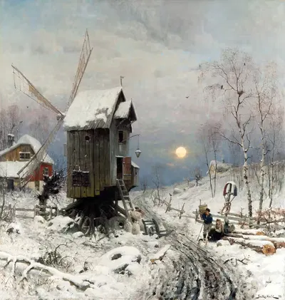 Winter Landscape by Frithjof Smith-Hald, 1878 — digital art print download