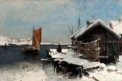 Winter Scene by Frithjof Smith-Hald, 1877 — digital art print download