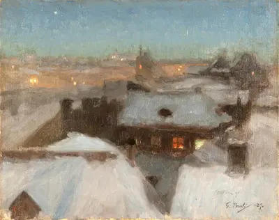 Зимний вечер в Сёдере, Стокгольм by Георг Паули, 1889 — digital art print download