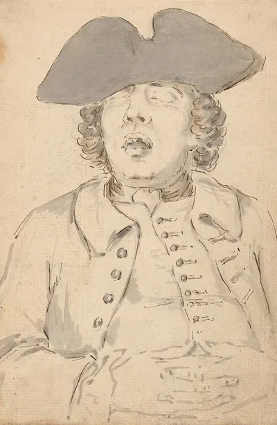 Man Asleep with his Mouth Wide Open and Hands Crossed by Louis Philippe Boitard — digital art print download