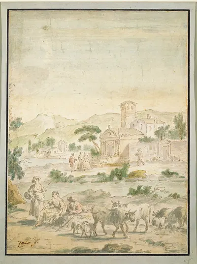 Landscape with Figures by Giuseppe Zais — digital art print download