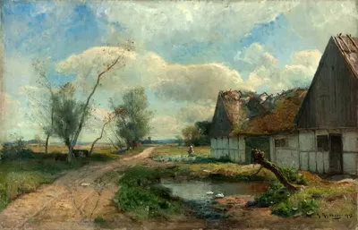 Пейзаж из Скании с фермой by Густав Ридберг, 1903 — digital art print download