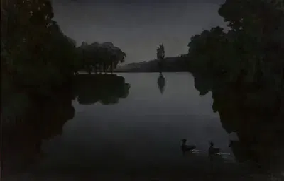 Pond with ducks by Henryk Piątkowski, 1907 — digital art print download