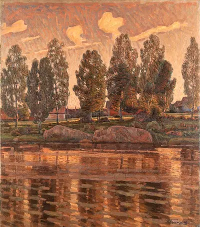 On the River Bank by Herman Norrman, 1898 — digital art print download