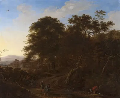 Пейзаж с путешественниками by Херман Сафлевен, 1648 — digital art print download