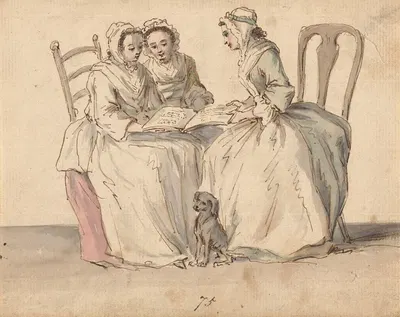 Three Seated Ladies by Louis Philippe Boitard — digital art print download