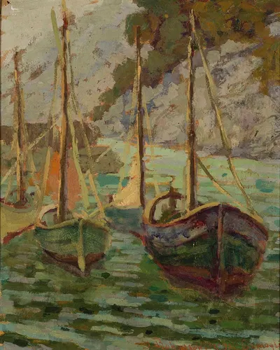 Порт в Камоли на закате by Ян Бохушевич, 1921 — digital art print download