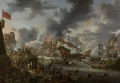 Морское сражение между христианами и турками by Ян Питерс Старший, 1657 — digital art print download