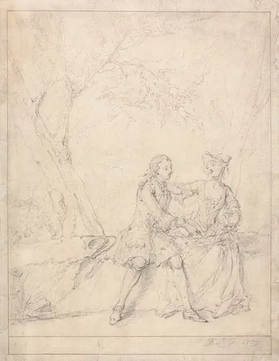 Louers in a Glade by Марцеллус Ларун младший, 1759 — digital art print download