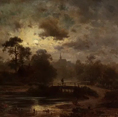 Landscape by moonlight by Jules Dupré, 1852 — digital art print download