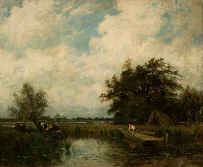 Landscape with a pond by Jules Dupré, 1850-1860 — digital art print download