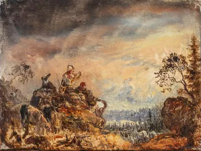 Девочка, пасущая коз. Эскиз by Килиан Цолль — digital art print download