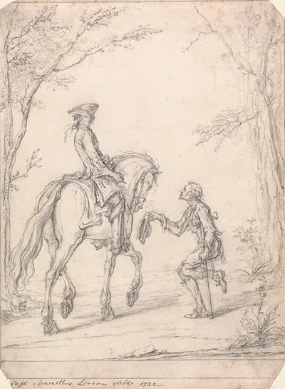 The Horseman and the Beggar by Марцеллус Ларун младший, 1730 — digital art print download