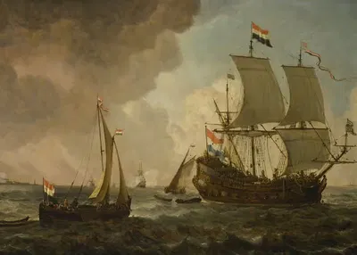 Ships on the sea by Lieve Pietersz. Verschuier — digital art print download