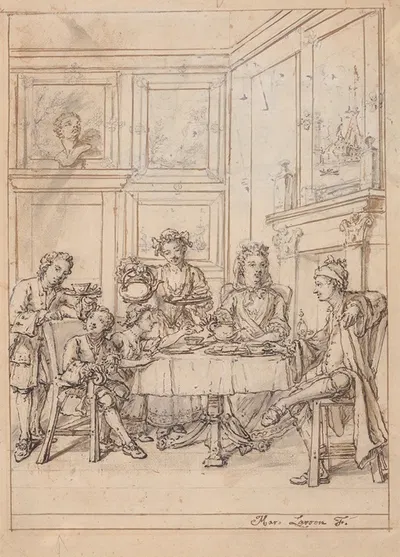 The Tea Party by Marcellus Laroon the Younger — digital art print download