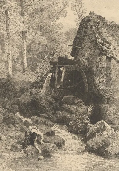 An Old English Mill by Майлс Биркет Фостер — digital art print download