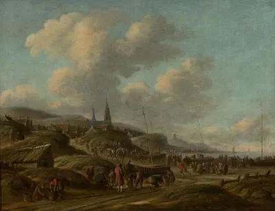 Coast in Scheveningen by Thomas Heeremans, 1689 — digital art print download
