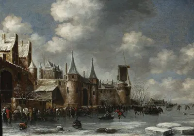 Катание на коньках у городских стен by Томас Хеереманс, 1677 — digital art print download